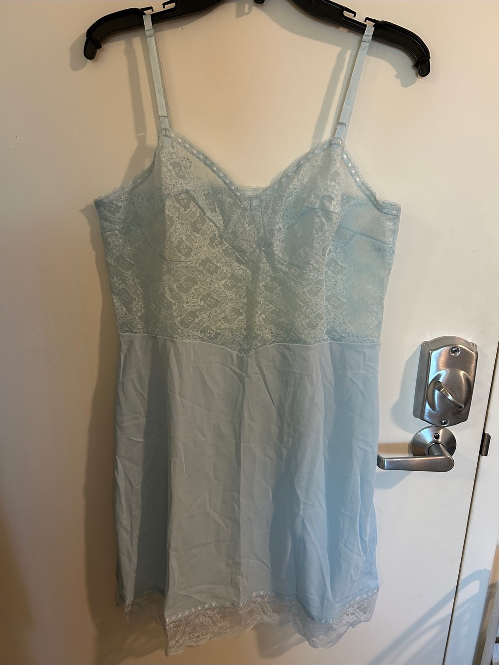 Warner's Light Blue Lace Chemise-Vintage
